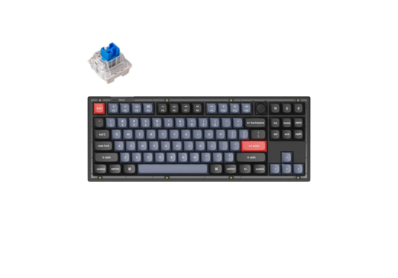 Mechanical Keyboard Keychron V3 TKL Knob QMK Frosted Black Translucent ...