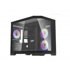 Aigo Case mATX - FT418 Black - 6 x 120 mm A-RGB fans included, image 