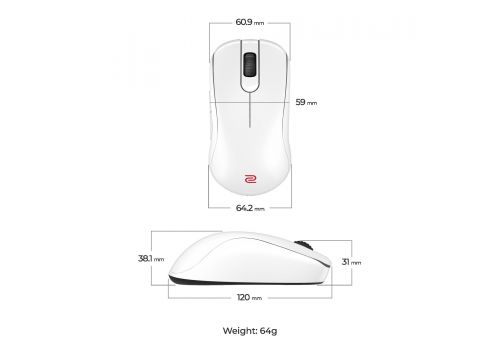 ZOWIE S2-DW 4K Wireless Mouse for Esports, glossy white, image _ab__is.image_number.default