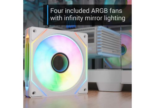 AeroCool Case ATX - P500C-G-WT-v1 - 4 x 120 mm Infinity Mirror A-RGB, image , 8 image