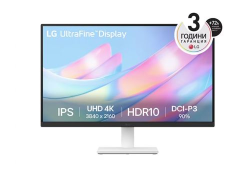 LG 27US500-W, 27" UHD 4K, IPS Panel Anti-Glare, 5ms, 1000:1, 300cd/m, 3840x2160, DCI-P3 90% t, HDR 10, HDMI, DisplayPort, Dynamic Action Sync, LG Switch, Headphone out, Tilt, Black/White, image 