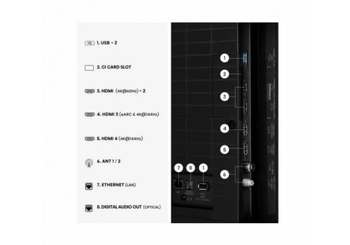 Hisense 50" U7SE, 4K Ultra HD 3840x2160, ULED, FALD, Quantum Dot, 144Hz, IPS, HDR 10+, HLG, Dolby Vision IQ, Dolby Atmos, Smart TV, WiFi 5GHz, WiFi Direct, BT, Anyview Cast, 4xHDMI, 2xUSB, LAN, CI+, DVB-T2/C/S2, Black, image , 5 image