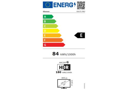 Hisense 65"U7S Pro, 4K Ultra HD 3840x2160, ULED, FALD, Quantum Dot, 165Hz, IPS, HDR 10+, HLG, Dolby Vision IQ, Dolby Atmos, Smart TV, WiFi 5GHz, WiFi Direct, BT, Anyview Cast,light sensor,Solar Powered Remote, 4xHDMI, 2xUSB, LAN, CI+, DVB-T2/C/S2, Black, image _ab__is.image_number.default