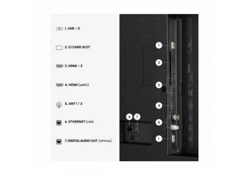 Hisense 50" A7S, 4K Ultra HD 3840x2160, QLED, FALD, Quantum Dot, HDR 10+, HLG, Dolby Vision, Dolby Atmos, Smart TV, WiFi 5GHz, WiFi Direct, BT, Anyview Cast, 3xHDMI, 2xUSB, LAN, CI+, DVB-T2/C/S2, Black, image , 5 image