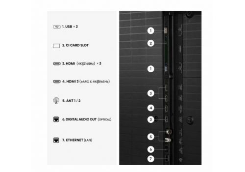 Hisense 55"U7S Pro, 4K Ultra HD 3840x2160, ULED, FALD, Quantum Dot, 165Hz, IPS, HDR 10+, HLG, Dolby Vision IQ, Dolby Atmos, Smart TV, WiFi 5GHz, WiFi Direct, BT, Anyview Cast,light sensor,Solar Powered Remote, 4xHDMI, 2xUSB, LAN, CI+, DVB-T2/C/S2, Black, image _ab__is.image_number.default
