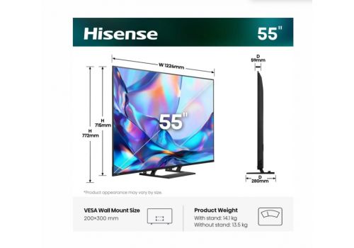 Hisense 55"A7S, 4K Ultra HD 3840x2160, Quantum Dot, Light Sensor,HDR 10+, HLG, Dolby Vision, Dolby Atmos, Smart TV, Voice Control,2x10 W + 20 W ,WiFi 5GHz, WiFi Direct, BT, Anyview Cast, 3xHDMI, 2xUSB, LAN, DVB-T2/C/S2, Black, image , 2 image