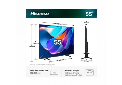 Hisense 55" A6S, 4K Ultra HD 3840x2160, DLED, DFA, Precision Colour, HDR 10+, HLG, Dolby Vision,Light sensor, Smart TV, WiFi, BT, AnyView Cast, Gaming Mode, 1xHDMI2 eArc, 3xHDMI, 2xUSB, LAN, CI+, DVB-T2/C/S2, Black, image , 2 image