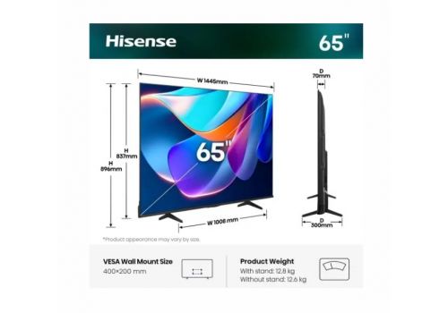 Hisense 65" A6S, 4K Ultra HD 3840x2160, DLED, DFA, Precision Colour, HDR 10+, HLG, Dolby Vision, DTS Virtual X, Smart TV, WiFi, BT, Light Sensor, Gaming Mode, 1xHDMI2 eArc, 3xHDMI, 2xUSB, LAN, CI+, DVB-T2/C/S2, Black, image , 2 image
