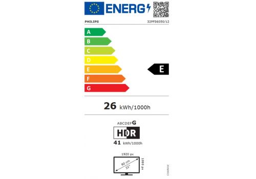 Philips 32PFS6050/12, 32" 2K FHD DLED 1920x1080, DVB-T/T2/T2-HD/C/S/S2, HDR 10, HLG, Dolby Audio, Smart, Titian, Pixel Plus HD, 8GB, HDMI*3, USB*2, 802.11n, 12W RMS, Black, image _ab__is.image_number.default