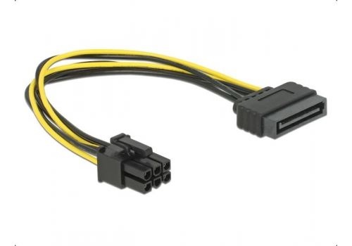 Cable DeLock Power SATA 15 pin to 6 pin PCI Express,  20 cm, image 