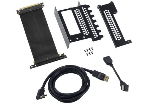 CableMod CM-VPB-2DK-R – Universal Vertical GPU Bracket with 200mm Flat Line Pci-E X16 Riser Cable Kit + 1x DisplayPort, 1x HDMI, image 