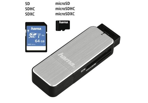 Hama USB 3.0 Card Reader, SD/microSD, silver, image _ab__is.image_number.default