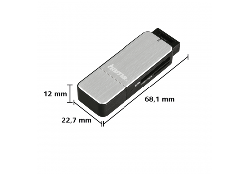 Hama USB 3.0 Card Reader, SD/microSD, silver, image _ab__is.image_number.default