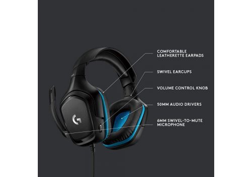 Gaming Earphone Logitech G432, Microphone, Black, image _ab__is.image_number.default