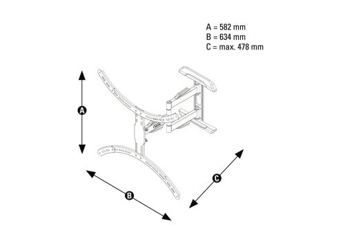 Hama FULLMOTION TV Wall Bracket, 3 Stars, 191 cm (75"), black, image _ab__is.image_number.default