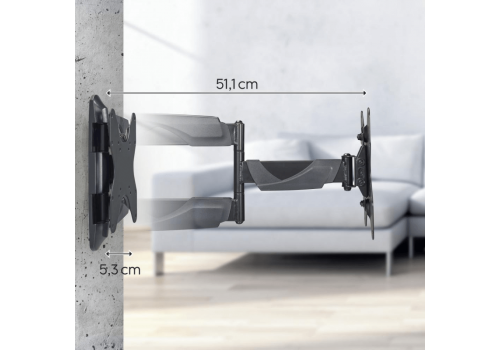 Hama Fullmotion TV Wall Bracket, 122 cm (48”), 2 Arms, Black, image _ab__is.image_number.default