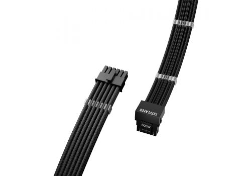 1stPlayer Custom Sleeved Modding Cable Black - PCIe 5.0 12VHPWR M/M - FM2-B-BK, image _ab__is.image_number.default