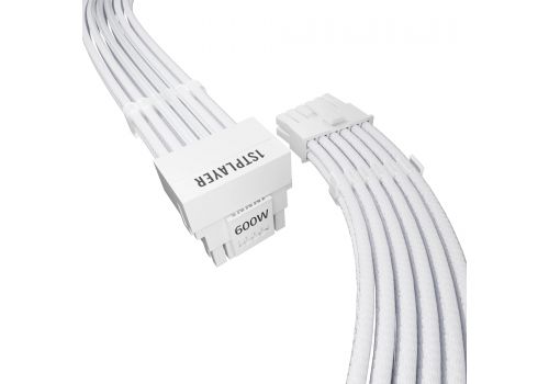 1stPlayer Custom Sleeved Modding Cable White - PCIe 5.0 12VHPWR M/M - FM2-B-WH, image 