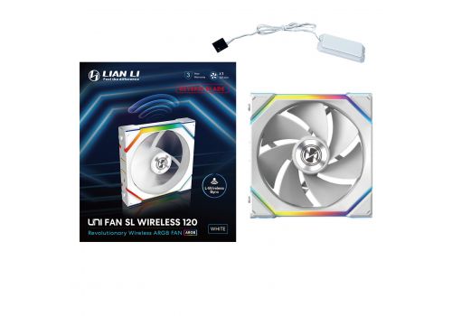 Lian Li UNI FAN SL Wireless ARGB PWM Reverse Blade Fan - 120 mm White, image _ab__is.image_number.default