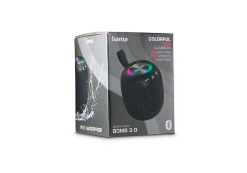 Hama "Bomb 3.0" Bluetooth® Loudspeaker, Waterproof IPX7, LED, 16 W, black, image _ab__is.image_number.default