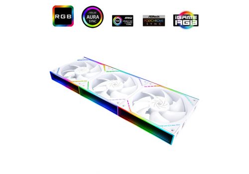 Thermalright Fan Pack 3-in-1 3x120mm - TL-M12QW x 3 - White, Infinity Mirror, Daisy-Chain, A-RGB, image _ab__is.image_number.default