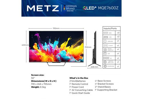 METZ QLED TV 50MQE7600Z, 50"(126 см), QLED+,Anti-Glare Google TV, 4K/UHD, 60Hz, image _ab__is.image_number.default