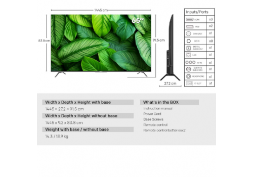 METZ TV 65" UHD LED SMART TV, 4K, Google TV, Frameless, image , 5 image