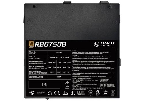 Power Supply Lian Li RB750B Black 750W 80+ Bronze PCIe 5.1, ATX 3.1, image , 5 image