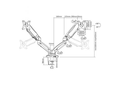 ACT Gas spring dual monitor arm office, AC8312, image _ab__is.image_number.default