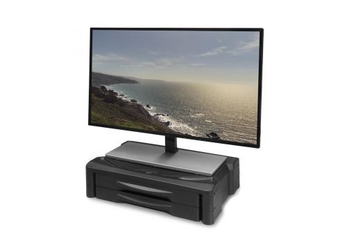 ACT Monitor stand extra wide with two drawers, up to 10kg, adjustable height, image 