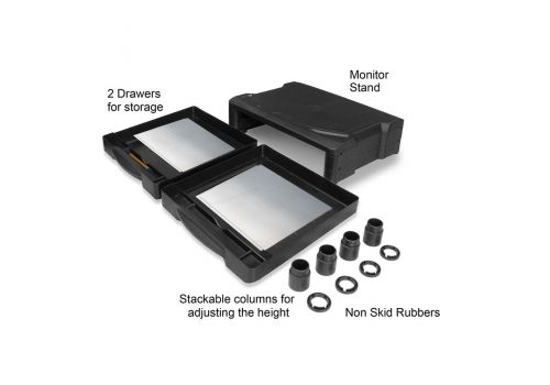 ACT Monitor stand extra wide with two drawers, up to 10kg, adjustable height, image _ab__is.image_number.default