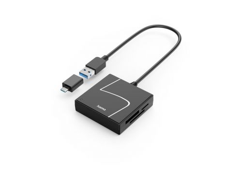 HAMA Card reader USB, USB-A, с USB-C adapter, USB 3.2 Gen1, SD/micro-SD/CF/MS, image 