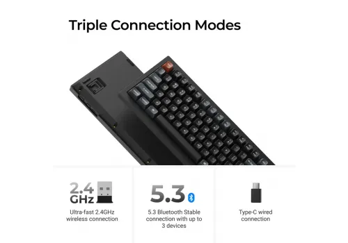 Wireless Mechanical Keyboard Keychron V1 Ultra 8K - Silk POM Switch Banana, image , 5 image