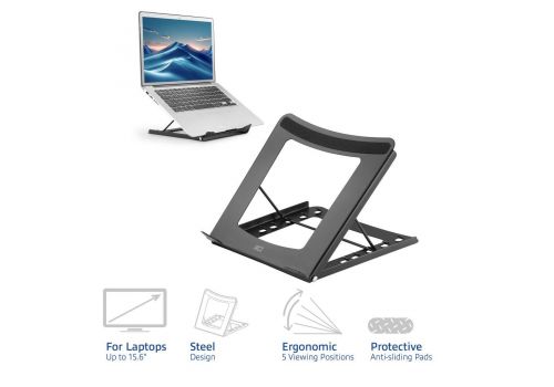 ACT AC8145 Folding Laptop Stand, 5 Positions, Black, image , 2 image