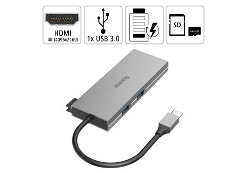 USB-C Hub, 6 Ports, 2 x USB-A, USB-C, HDMI, SD, microSD, image _ab__is.image_number.default
