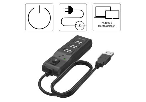 USB Hub, 4 Ports, HAMA-200118, image _ab__is.image_number.default
