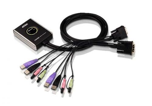 ATEN CS682, 2-Port USB DVI/Audio Cable KVM Switch (2x 1.2m), image 