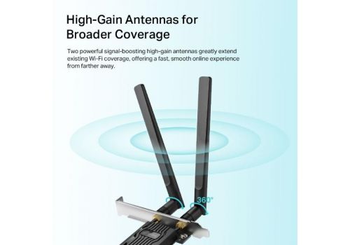 Wireless adapter TP-LINK Archer TX20E, PCIe, 1800Mbps, Wireless AX, 2.4GHz /5GHz, BT 5.2, 2x external antennas, image _ab__is.image_number.default