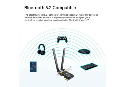 Wireless adapter TP-LINK Archer TX20E, PCIe, 1800Mbps, Wireless AX, 2.4GHz /5GHz, BT 5.2, 2x external antennas, image _ab__is.image_number.default