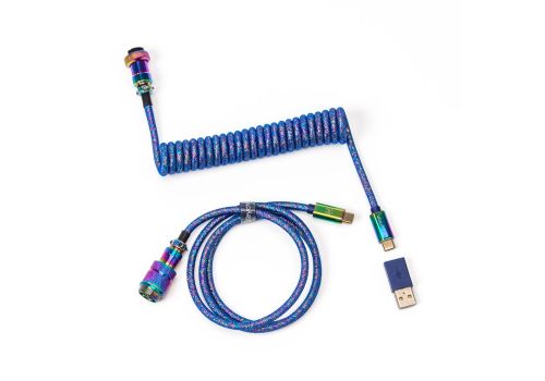 Cable Keychron Colorful Premium Coiled, USB-C - USB-C, Rainbow Blue, image 