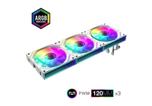 Gamemax Fan Pack 3-in-1 3x120mm - FN12A-S3I White, Daisy-Chain, Addressable RGB, image _ab__is.image_number.default