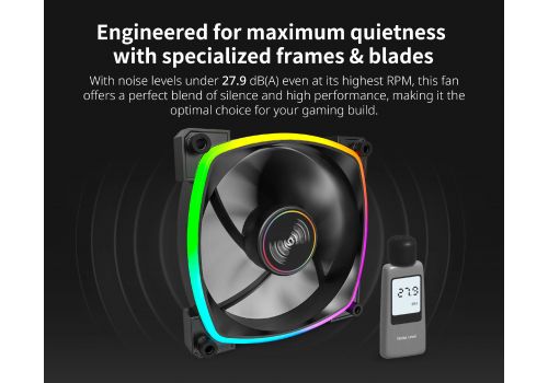 Montech RX140 PWM, REVERSE Fan, 140mm, ARGB, Black, image , 3 image