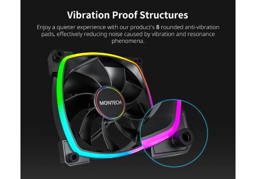 Montech RX140 PWM, REVERSE Fan, 140mm, ARGB, Black, image , 5 image