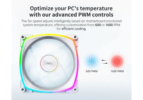 Montech RX140 PWM, REVERSE Fan, 140mm, ARGB, White, image , 2 image