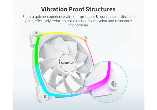 Montech RX140 PWM, REVERSE Fan, 140mm, ARGB, White, image , 5 image