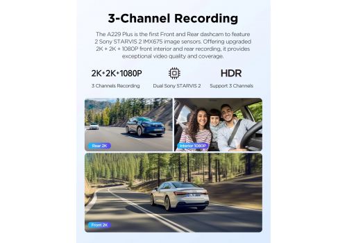 VIOFO Dash Cam A229 Plus 3 Channel - 2K, HDR, Sony STARVIS 2, GPS, image _ab__is.image_number.default