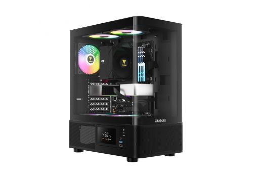 Gamdias Case ATX - ATLAS E2 - 3 x 120 mm A-RGB, Digital Display, Curved Glass, image 