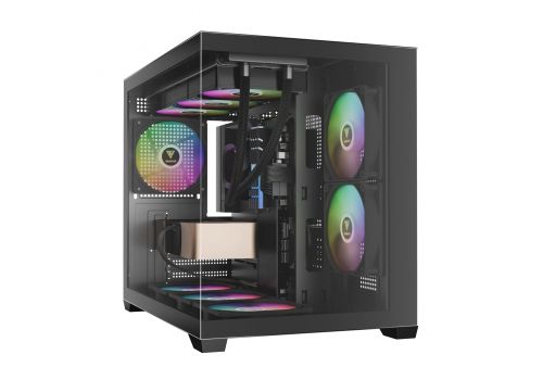 Gamdias Case mATX - AURA GC10M v2 - 3 x 120 mm A-RGB, USB-C, Tempered Glass, image 