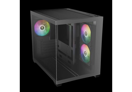 Gamdias Case mATX - AURA GC10M v2 - 3 x 120 mm A-RGB, USB-C, Tempered Glass, image _ab__is.image_number.default