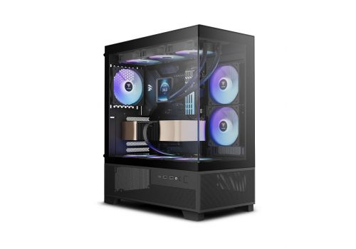 Gamdias Case mATX - AURA GC12 ARGB BK - 6 x 120 mm A-RGB, USB-C, Tempered Glass, image 